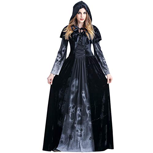 PROTAURI Adulto Disfraz de Halloween Dama Traje de Bruja Mujeres Cosplay Vampiresa Vestido de Calavera von PROTAURI