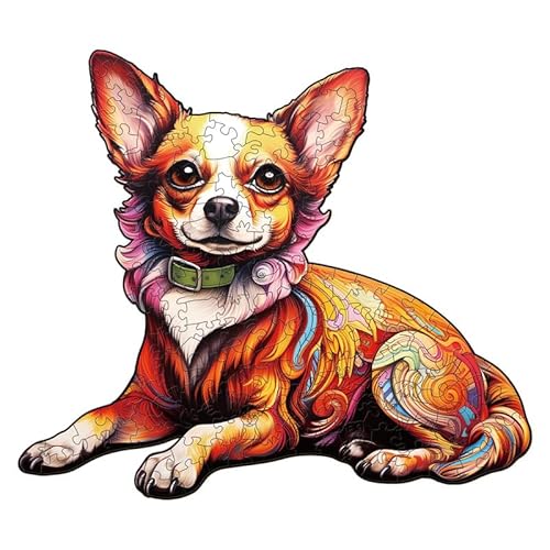 PRSTENLY Holzpuzzle für Erwachsene, Chihuahua-4 Tierpuzzle Einzigartige Holz Puzzle für Erwachsene, Holzpuzzle für Weihnachten mit Hölzerner Geschenkbox 210 Stücke 34 * 29.7cm von PRSTENLY