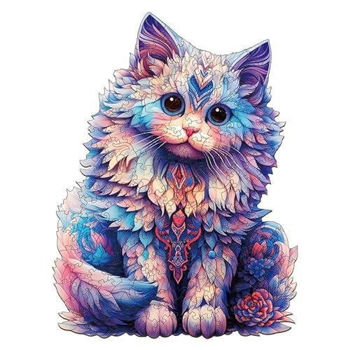 PRSTENLY Holzpuzzle für Erwachsene, Niedliche Ragdoll-Katze Tierpuzzle Einzigartige Holz Puzzle für Erwachsene, Holzpuzzle für Weihnachten mit Hölzerner Geschenkbox 200 Stücke 25.6 * 34cm von PRSTENLY