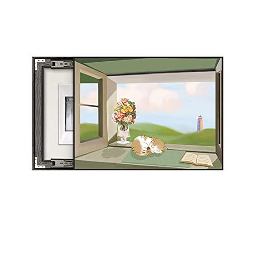 PRUJOY Katzen-Meter-Box, Dekoration, Malerei, klein, frisch und stanzfrei, Schaltnetzschalter, Haupttor, hängende Malerei (B 60 x 80 cm) von PRUJOY
