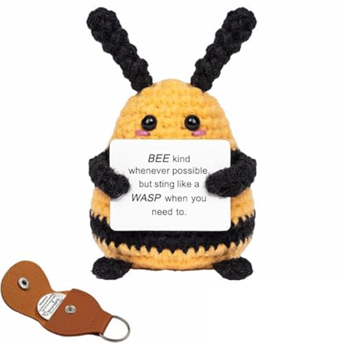 Positive Bienen- und Entscheidungsmünze mit Lederbezug, niedliches Taschenumarmungs-Bienenfüller, emotionales Unterstützung, Geschenk mit inspirierenden Worten, Geschenk für Damen und Herren, Positive Bienen- und Entscheidungsmünze mit Lederbezug, niedliches Taschenumarmungs-Bienenfüller, emotionales Unterstützung, Geschenk mit inspirierenden Worten, Geschenk für Damen und Herren, von PRVCFZ