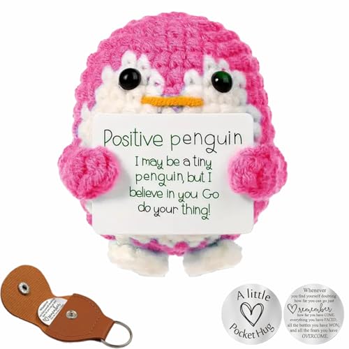 Positiver Pinguin, Taschenpinguin, Emotionale Unterstützung Pinguin, Emotionale Unterstützung Plüsch, Emotionale Unterstützung Geschenk, Positive Geschenke, 1 Entscheidungsmünze mit Lederbezug, von PRVCFZ
