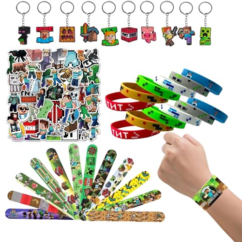 PRXYVLQT Miner Videospiel Party Mitgebsel,Geburtstag Mitgebsel für Minecraft mit Miner Schlüsselanhänger , Armband , Aufkleber, Gummi-Armband,Geburtstagsgeschenkfüller PRXYVLQT Miner Videospiel Party Mitgebsel,Geburtstag Mitgebsel für Minecraft mit Miner Schlüsselanhänger , Armband , Aufkleber, Gummi-Armband,Geburtstagsgeschenkfüller von PRXYVLQT