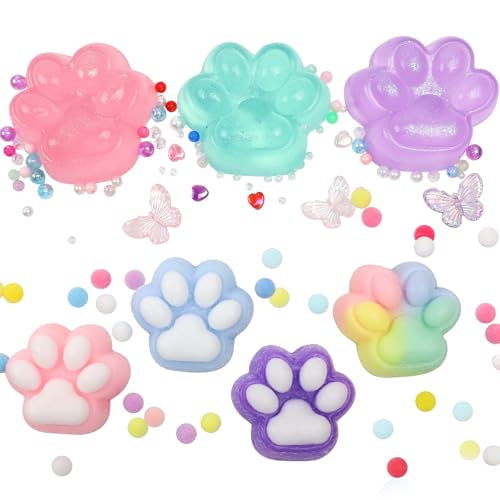 7 Stück Taba Squishy Cat, Squishy Toy Squishy Cat Paw, Fufu Squishy für Stressabbau, Squeeze Toy Squishy Pfote, Süße Weiche Katzenpfoten, Squeeze Spielzeug, Katzenpfoten Squishy für Kinder Erwachsene von PRZRAO