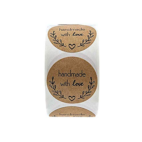 PSFDEWT 1Roll Round Etikett selbstklickendes Papierdekor für hausgemachte Geschenke Backdekoration Etikett handgefertigter Aufkleber, Runde Etikett von PSFDEWT