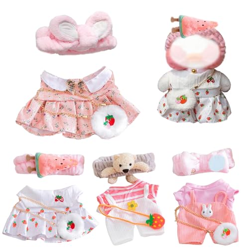 4 Set Kleidung für ausgestopfte Tiere für 12 '' Plüsch Duck Kawaii Babypuppenkleidung mit Wassermelone, Hasen und Bären Themen DIY Duck Doll für Mädchen für ausgestopfte Tiere von PSFDEWT