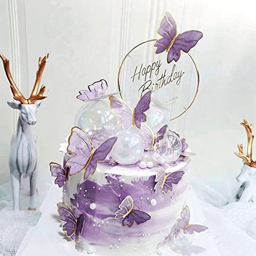 Cake Toper Butterfly Cupcake Topper 3D Schmetterling Kuchen Dekor Hohlpapier für Geburtstagsfeier Versorgung 11pcs lila Topper von PSFDEWT