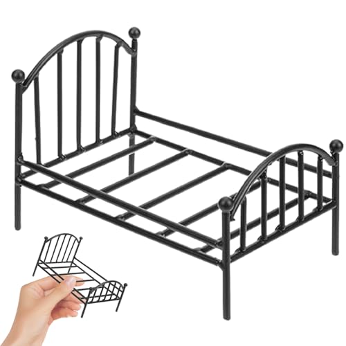 PSFDEWT Dollhouse Bett Metall Einbett Miniatur Vintage Bett realistisches Puppenbett 6,3 x 4,3 x 3,9 Zoll 1 12 Skala Dollhouse-Möbel für Foto-Requisiten Schwarz, Puppenhausbett PSFDEWT Dollhouse Bett Metall Einbett Miniatur Vintage Bett realistisches Puppenbett 6,3 x 4,3 x 3,9 Zoll 1 12 Skala Dollhouse-Möbel für Foto-Requisiten Schwarz, Puppenhausbett von PSFDEWT