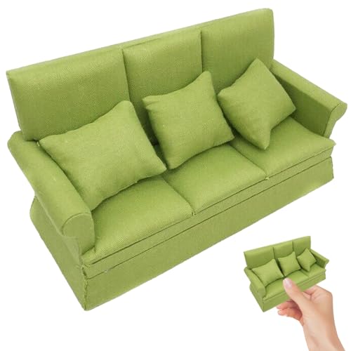 Dollhouse Sofa 1/12 Skala-Miniatur-Sofa-Couch mit 3 abnehmbaren Kissen süße Miniatur-Dinge für Puppenhausmöbel Accessoires Greendollhouse Dollhouse Sofa 1/12 Skala-Miniatur-Sofa-Couch mit 3 abnehmbaren Kissen süße Miniatur-Dinge für Puppenhausmöbel Accessoires Greendollhouse von PSFDEWT