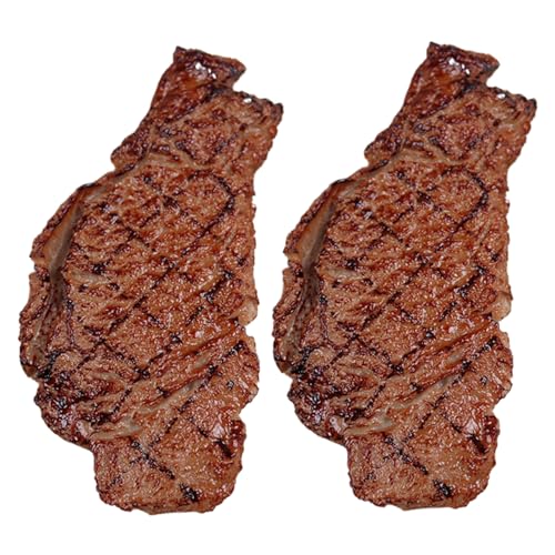 Gefälschte Steak 2pcs PVC Simuliertes Steak Spielzeug lebensech gefälschtes Fleisch künstliche Roastbeeffleischmodell Realistische Lebensmittel Requisiten für Restaurants Hotels Home Party Tabletop D von PSFDEWT