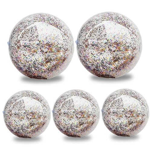 Glitter Beach Bälle 5pcs 16in & 24in inblasbare Strandbälle PVC Big glänzende transparente Pailletten Ball für Kinder Erwachsene Pool Party Dekorationen Big Shiny Shiny Glitter Beach Bälle 5pcs 16in & 24in inblasbare Strandbälle PVC Big glänzende transparente Pailletten Ball für Kinder Erwachsene Pool Party Dekorationen Big Shiny Shiny von PSFDEWT