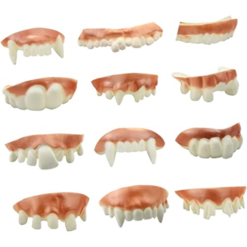 Halloween Dämonenzähne für Kinder Erwachsene 12PCS Künstliche dekorative falsche Witzprotharte Requisite für Partykostüm Cosplay Halloween Zähne von PSFDEWT
