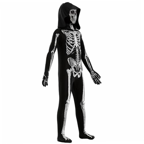 Halloween-Skelettkostüm für Kinder mit Kapuze mit langärmeligem Skelett Jumpsuit Polyester Softschädel Druck gruseliger Halloween-Kostüme für 51, 2-55, 1 in Höhe von Größen gruseligen Kostümen Halloween-Skelettkostüm für Kinder mit Kapuze mit langärmeligem Skelett Jumpsuit Polyester Softschädel Druck gruseliger Halloween-Kostüme für 51, 2-55, 1 in Höhe von Größen gruseligen Kostümen von PSFDEWT