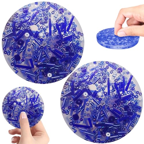 Hautpickelzappellsspielzeug, 2pcs 3, 4 Zoll runde Silikon -Picky -Pad, lustiges Doppelseite Picking Pad, Angst -Relief -Spielzeug für Kinder und Erwachsene, Blaue Hautzappeln von PSFDEWT