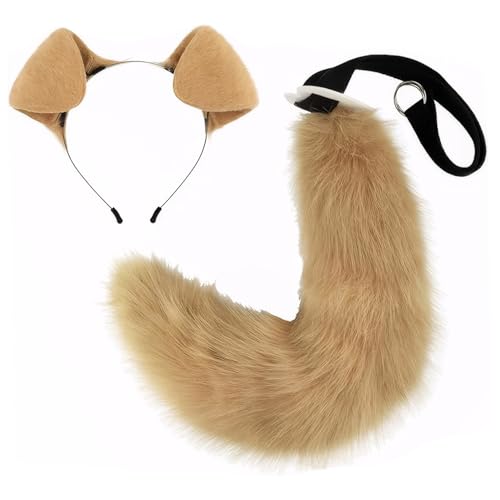 Hundeohren und Schwanzset Flexible Welpenohren Hairban weiche Biegung pelziger Schwanz mit verstellbarem Riemen für Halloween, Anime -Party, Cosplay, Dress -up -Kostüm Furry Hundeohren und Schwanzset Flexible Welpenohren Hairban weiche Biegung pelziger Schwanz mit verstellbarem Riemen für Halloween, Anime -Party, Cosplay, Dress -up -Kostüm Furry von PSFDEWT