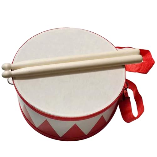 Kleinkind -Drum Set Dicke Holzspielzeugtrommel mit 2 Mallets Educational Kids Music Lustige Kleinkind -Musikinstrumente mit Gürtel zum Weihnachtsgeburtstag 7.9x7.9x7.1 in Set von PSFDEWT