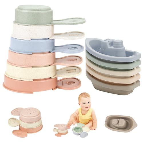 Kleinkindbadspielzeug 11pcs/Set Baby Bad Spielzeug beinhaltet 6 schwimmende Boote & 5 Stapelbare Badekelle mit Löchern Kinderbool -Dusche für Baby 6 Monate+ Kleinkind Kleinkindbadspielzeug 11pcs/Set Baby Bad Spielzeug beinhaltet 6 schwimmende Boote & 5 Stapelbare Badekelle mit Löchern Kinderbool -Dusche für Baby 6 Monate+ Kleinkind von PSFDEWT