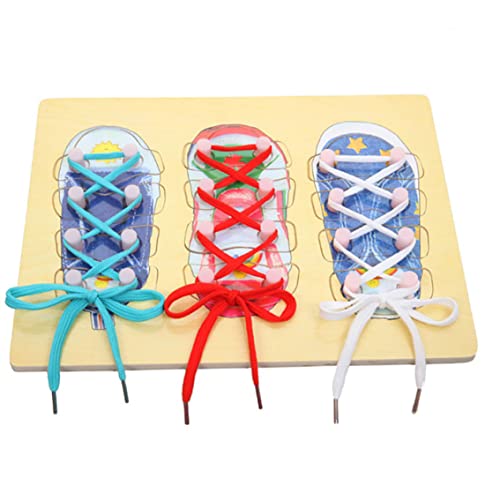 Kreatives Schnürsenkel Spielzeug Kleinkind Holz Bildung Spielzeug Bildungsspielzeug zum Erlernen von Bindungsschuhen 1 Set Shoelaces Schuhspitze Bindungsbrettverlust Brett Kinder Entwicklungspraktike von PSFDEWT
