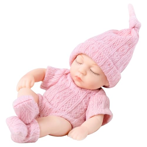 Mini Babypuppen 7 Zoll weiche Vinyl Neugeborene Babypuppe Realistische Puppe mit tragbaren Kleidung tragbare Mini -Silikonpuppen für Kindergeschenke, Stil 2 von PSFDEWT
