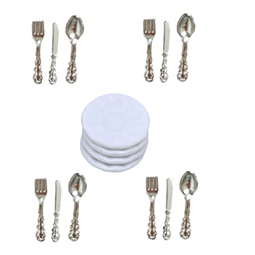 Miniaturplatten Set Dollhouse Mini Porzellanplatte mit Slicer Forks Spoons Dollhouse Zubehör Silber Miniaturgeschirr Geschirr Miniaturplatten Set Dollhouse Mini Porzellanplatte mit Slicer Forks Spoons Dollhouse Zubehör Silber Miniaturgeschirr Geschirr von PSFDEWT