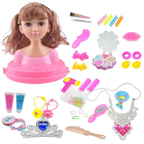 PSFDEWT 1 Set Doll Head für Haarstyling und Make -up Styling Head Doll für Mädchen farbenfrohe realistische Make -up -Accessoires für Mädchen Geburtstag Weihnachten Thanksgiving Geschenke für Haare von PSFDEWT