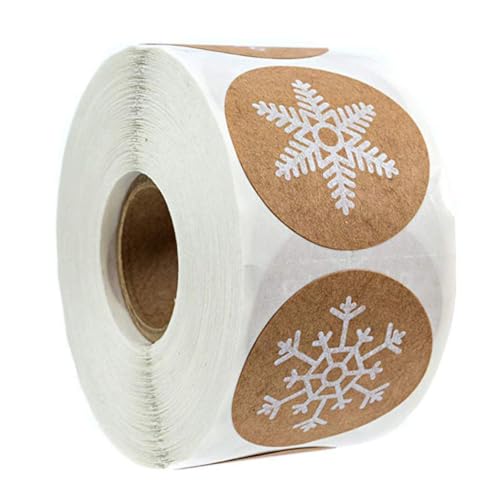 PSFDEWT 500pcs/Roll Round Christmas Sticker 6 Styles Schneeflockenurlaubsaufkleber süßes Etikett für Scrapbooking Stationery Sticker, Stationery Sticker von PSFDEWT