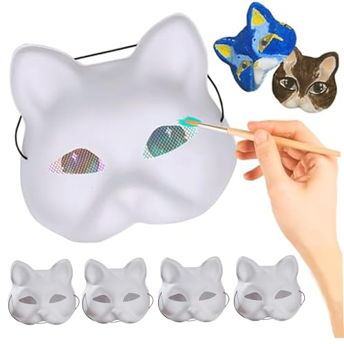 PSFDEWT 5pcs Katzenmaske mit Augennetz zum Malen, 7x7x3 -Zoll -Therian -Maske mit elastischen Gurt Pelzige DIY -Kostüm -Requisiten für Cosplay -Party Halloween PSFDEWT 5pcs Katzenmaske mit Augennetz zum Malen, 7x7x3 -Zoll -Therian -Maske mit elastischen Gurt Pelzige DIY -Kostüm -Requisiten für Cosplay -Party Halloween von PSFDEWT