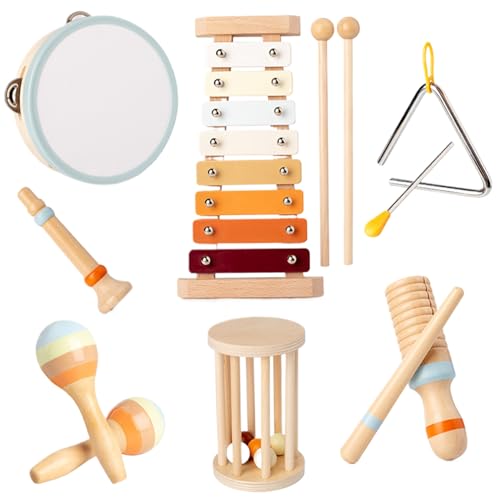 PSFDEWT 7 PCs/Set Kids Musical Instrumente Volleinstellige hölzerne Baby-Musikinstrumente für 1-3 Jahre alte Kinder, die sicher, genaues Kleinkind für Musikpädagogik PSFDEWT 7 PCs/Set Kids Musical Instrumente Volleinstellige hölzerne Baby-Musikinstrumente für 1-3 Jahre alte Kinder, die sicher, genaues Kleinkind für Musikpädagogik von PSFDEWT