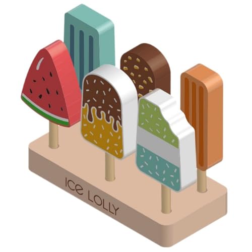 PSFDEWT 7pcs/Set Ice Cream Play Set Buntes Holzspiel -Essen mit 6 verschiedenen Formplattenspielspielzeug und 1 Halter täuschen Eisspielzeug für Kindergeschenk PSFDEWT 7pcs/Set Ice Cream Play Set Buntes Holzspiel -Essen mit 6 verschiedenen Formplattenspielspielzeug und 1 Halter täuschen Eisspielzeug für Kindergeschenk von PSFDEWT
