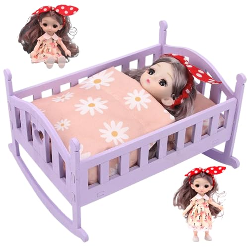 PSFDEWT Babypuppenkrippe Set, Babypuppenkrippe mit niedlichen, Holzhausmöbeln, kleine Accessoires für Kinder im Alter von 3+ PSFDEWT Babypuppenkrippe Set, Babypuppenkrippe mit niedlichen, Holzhausmöbeln, kleine Accessoires für Kinder im Alter von 3+ von PSFDEWT