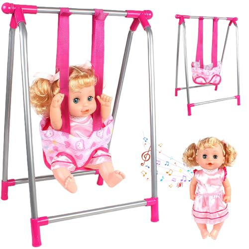 PSFDEWT Babypuppenschwung mit Babypuppen 12x12in Simuliertes Schwungspielzeug mit Sitz im einfallsreichen und vorgetäuschten Spielmöbelzubehör für 0-3 Alter PSFDEWT Babypuppenschwung mit Babypuppen 12x12in Simuliertes Schwungspielzeug mit Sitz im einfallsreichen und vorgetäuschten Spielmöbelzubehör für 0-3 Alter von PSFDEWT