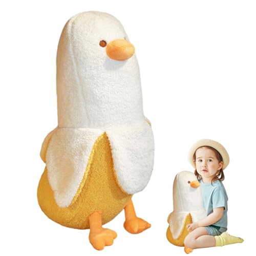 PSFDEWT Banana Ente niedliche Enteplüschspielzeug 19, 69 Zoll weiche Stofftiere süßes Umarmungskissen für Mädchen Jungen Geschenk Weißer Plüsch von PSFDEWT