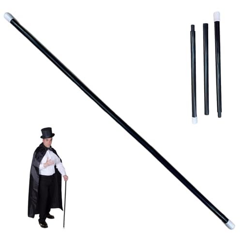 PSFDEWT Black Cane, 40 Zoll Plastikmagie Zauberstab mit weißen Kappen, abnehmbar von PSFDEWT