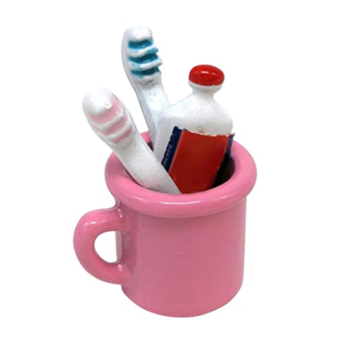 PSFDEWT Dollhouse Badezimmerzubehör Miniatur Zahnbürste Zahnpasta Tasse Set Kinder Spielzeug Puppenzubehör Miniatur Badezimmer Set Mini Doll Zahnpasta Toot von PSFDEWT