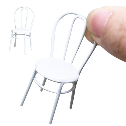 PSFDEWT Dollhouse Chair 2PCS 1:12 Skala Legierung Miniaturstuhl Vintage Doll DIY Doll Möbel für die Küchengärtnereisen -Dekor Whitechair von PSFDEWT