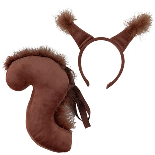 PSFDEWT Eichhörnchenkostüm für Frauen und Mädchen pelziges Tierkostüm beinhaltet Ohrstirnband und Schwanz Süßes Customes für Halloween, Weihnachten, Bühne, Cosplay -Schwanz PSFDEWT Eichhörnchenkostüm für Frauen und Mädchen pelziges Tierkostüm beinhaltet Ohrstirnband und Schwanz Süßes Customes für Halloween, Weihnachten, Bühne, Cosplay -Schwanz von PSFDEWT