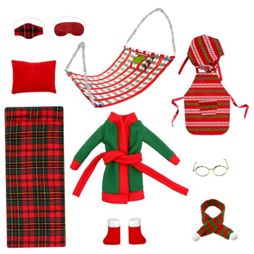 PSFDEWT Elf Accessoires süßes Mini -Weihnachtsfest -Elf -Kit mit Schlafsack, Bademantel, Brille, Schal, Hängemattenpuppenzubehör für Puppendekorationen Weihnachtskit PSFDEWT Elf Accessoires süßes Mini -Weihnachtsfest -Elf -Kit mit Schlafsack, Bademantel, Brille, Schal, Hängemattenpuppenzubehör für Puppendekorationen Weihnachtskit von PSFDEWT