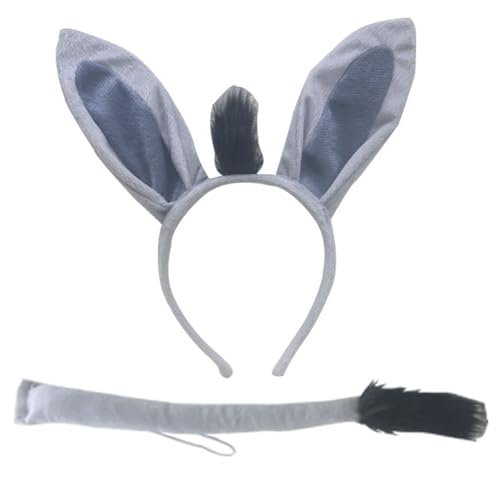 PSFDEWT Eselohren und Schwanz für Kinder und Erwachsene realistische Eselohren formbares Plüsch Schwanz Lustiges Kostüm für Dress -up -Party, Cosplay, Halloween, Weihnachten PSFDEWT Eselohren und Schwanz für Kinder und Erwachsene realistische Eselohren formbares Plüsch Schwanz Lustiges Kostüm für Dress -up -Party, Cosplay, Halloween, Weihnachten von PSFDEWT