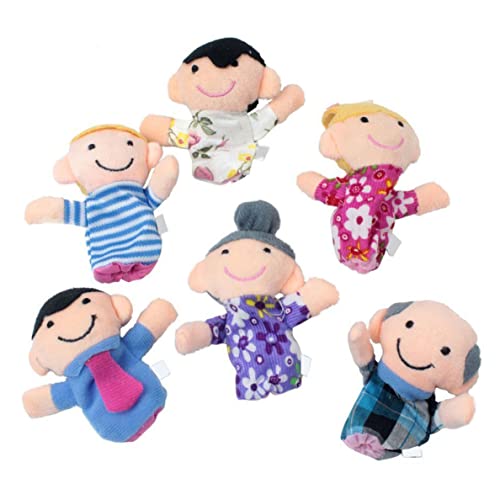 PSFDEWT Fingerpuppen Set Cute Happy Family Member Style Soft Plüsch Baby Story Time Fingerpuppen für Kinder, Shows, Spielzeit, Schulen 6PCS/Set -Familienmitglied von PSFDEWT