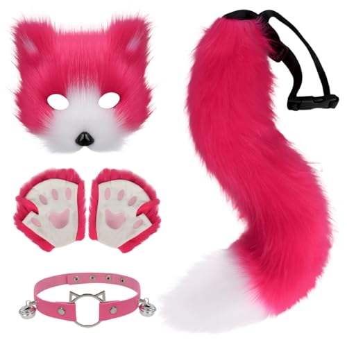 PSFDEWT Fox Kostüm realistisch Rose Red Pelry Kostüm umfasst Fox Maske, Fox Tail, Fox Paws & Kragen für Frauen niedliches therianisches Kostüm für Dress -up, Maskerade Fox -Kostüm PSFDEWT Fox Kostüm realistisch Rose Red Pelry Kostüm umfasst Fox Maske, Fox Tail, Fox Paws & Kragen für Frauen niedliches therianisches Kostüm für Dress -up, Maskerade Fox -Kostüm von PSFDEWT
