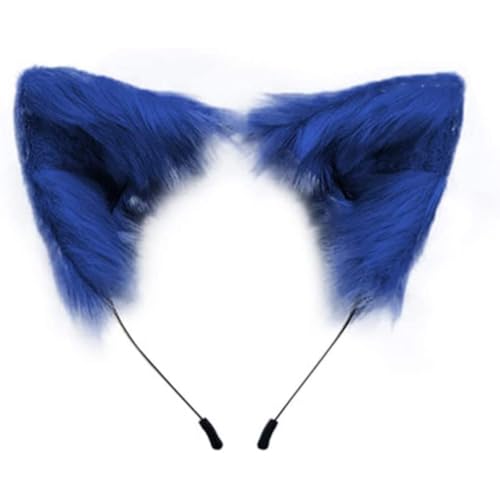 PSFDEWT Fox Wolf Cat Ohrs Kopfbekleidung Kostümzubehör für Halloween Christmas Cosplay Party (Blue) 1 von PSFDEWT