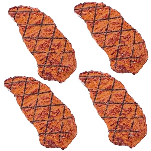 PSFDEWT Gefälschtes Fleisch 4pcs lebenseise simuliertes Netz gefälschter Steak gekochtes Roastbeef Kunstfutter Mini Kinder Spielen Essen für Küchenspielzeug, Fotografie -Requisiten, Display Fleisch von PSFDEWT
