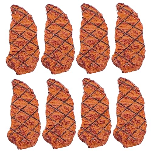 PSFDEWT Gefälschtes Fleisch 8pcs lebensee simuliertes Netz gefälschter Steak gekochtes Roastbeef Kunstfutter Mini Kinder Spielen Essen für Küchenspielzeug, Fotografie -Requisiten, Display Fleisch von PSFDEWT