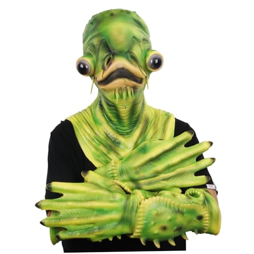 PSFDEWT Halloween -Masken Halloween Catfish Green Full Head Fischmaske mit 1 Paar Handschuhen Latexfischkostüm für Erwachsene mit atmungsaktiven Löchern für Karnevalsparty Tier Cosplay Prop Maske PSFDEWT Halloween -Masken Halloween Catfish Green Full Head Fischmaske mit 1 Paar Handschuhen Latexfischkostüm für Erwachsene mit atmungsaktiven Löchern für Karnevalsparty Tier Cosplay Prop Maske von PSFDEWT