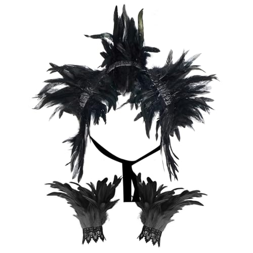 PSFDEWT Halloween Schulter Cape Natural Gothic -Schal mit Handgelenk Manschetten Victorian Black Swan Kostüm Schwarzer Spitzenschal mit Schultergurt für Halloween -Cosplay -Party PSFDEWT Halloween Schulter Cape Natural Gothic -Schal mit Handgelenk Manschetten Victorian Black Swan Kostüm Schwarzer Spitzenschal mit Schultergurt für Halloween -Cosplay -Party von PSFDEWT