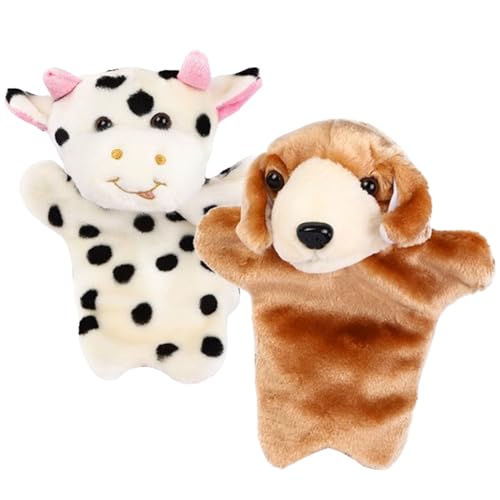 PSFDEWT Handpuppen 2pcs Kuh und Hunde Handpuppen für Kleinkinder 1-3, Kinderpuppen süße Tierfinger Plüschspielzeuggeschenke für Kinder einfallsreiches Rollenspiel, Story Tellentfor PSFDEWT Handpuppen 2pcs Kuh und Hunde Handpuppen für Kleinkinder 1-3, Kinderpuppen süße Tierfinger Plüschspielzeuggeschenke für Kinder einfallsreiches Rollenspiel, Story Tellentfor von PSFDEWT