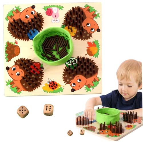 PSFDEWT Hedgehog-Stick-Spiel Holzfeinmotor Fähigkeiten Spielzeug Hedgehog-Plug-in-Spiel Frühes Bildungszählspielzeug für Kinder Fine Motor Skills Spielzeug von PSFDEWT