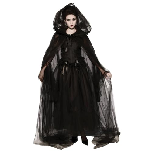PSFDEWT Hexenkostüm für Frauen 1 Set Vintage Renaissance besticktes Geisterbraut Kostüm gruseliger Schwarzgeister für Halloween, Cosplay, Spuk Mansion, xxl PSFDEWT Hexenkostüm für Frauen 1 Set Vintage Renaissance besticktes Geisterbraut Kostüm gruseliger Schwarzgeister für Halloween, Cosplay, Spuk Mansion, xxl von PSFDEWT