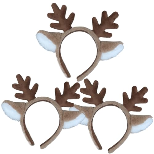 PSFDEWT Hirschgeweih Stirnband, 3pcs niedliche realistische Geweihstirnband, flauschiges Plüschhirsch, Kostüm für Weihnachtsfeier Cosplay Antlers PSFDEWT Hirschgeweih Stirnband, 3pcs niedliche realistische Geweihstirnband, flauschiges Plüschhirsch, Kostüm für Weihnachtsfeier Cosplay Antlers von PSFDEWT