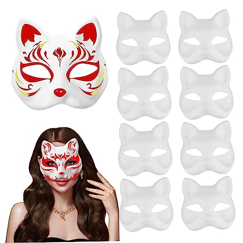 PSFDEWT Katzenmaske Masquerade Fox Katze weiße Papiermaske DIY DIY Lackierbar Leere Masken für Kinder Kostüm Cosplay Halloween 9pcs Zellstoffmasken PSFDEWT Katzenmaske Masquerade Fox Katze weiße Papiermaske DIY DIY Lackierbar Leere Masken für Kinder Kostüm Cosplay Halloween 9pcs Zellstoffmasken von PSFDEWT